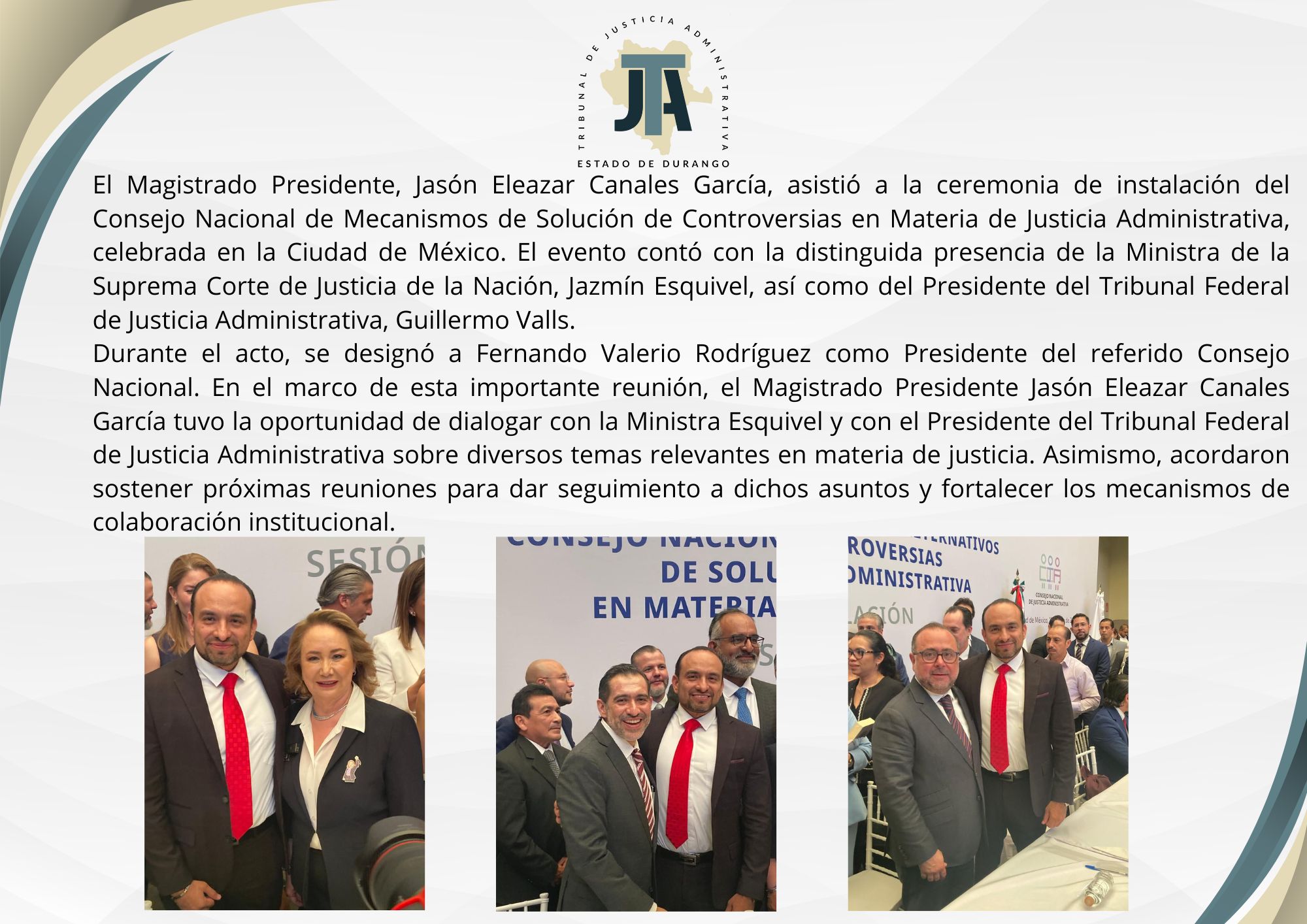 Ceremonia de instalación del Consejo Nacional de Mecanismos de Solución de Controversias en Materia de Justicia Administrativa. 